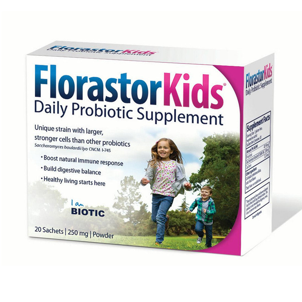 Florastor Kids Daily Probiotic Supplement Powder, Tutti Frutti Flavor, 20 Ea